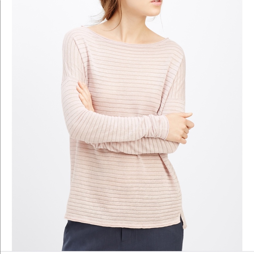 Vince - boatneck linen thin knit stripe sweater